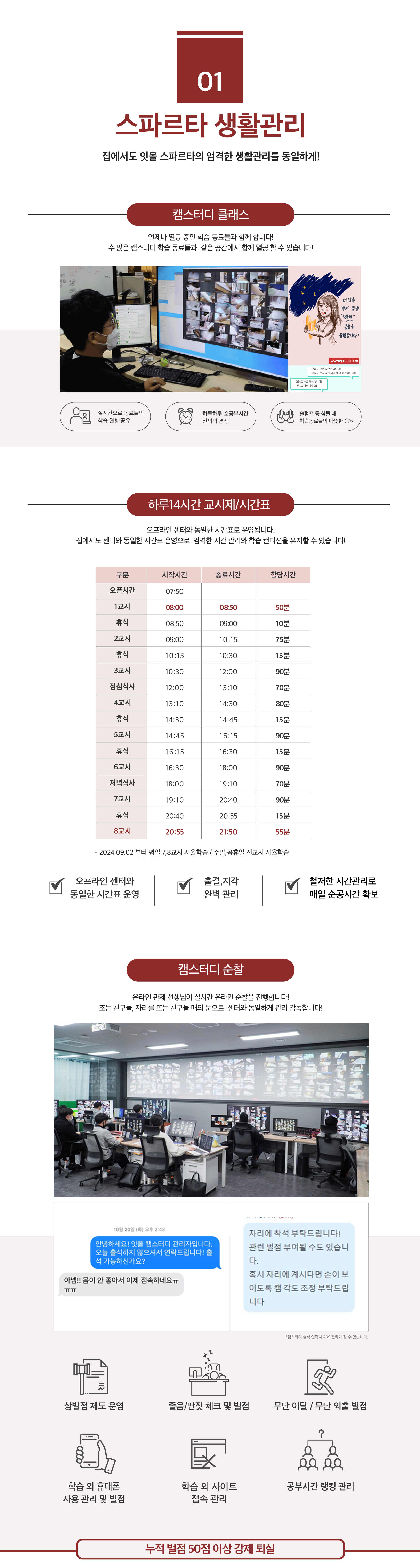 1. 스파르타 생활관리. 집에서도 잇올 스파르타의 엄격한 생활관리를 동일하게!